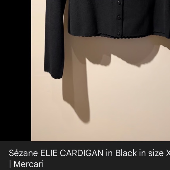 Sezane Black Scalloped-Edge Button Cardigan - Picture 2 of 5